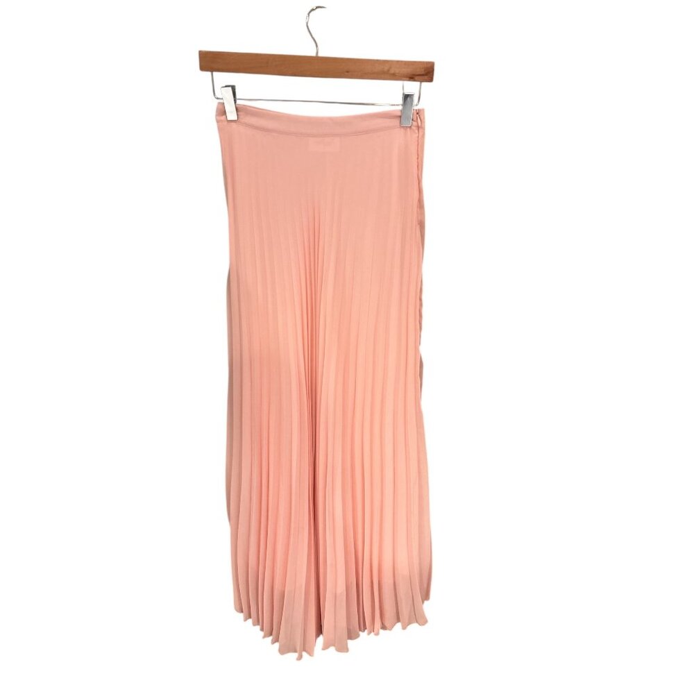 Pleated Light Pink Midi Skirt With Side Zipper By Embrace Los Angeles - Size S